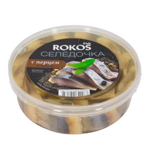 Пресерва сельди Селедочка с перцем в масле ТМ Rokos Fish 500гр/8