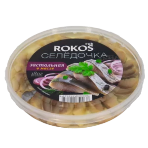 Пресерва сельди Селедочка застольная в масле ТМ Rokos Fish 180гр/18