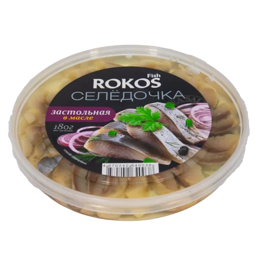 Пресерва сельди Селедочка застольная в масле ТМ Rokos Fish 180гр/18