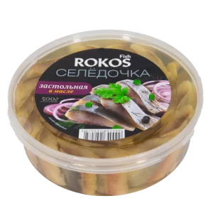 Пресерва сельди Селедочка застольная в масле ТМ Rokos Fish 500гр/8